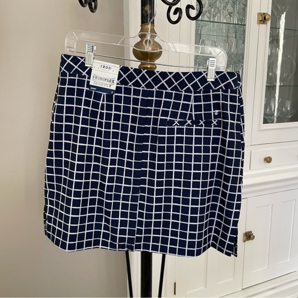 IZOD Women's Navy Checkered Skirt